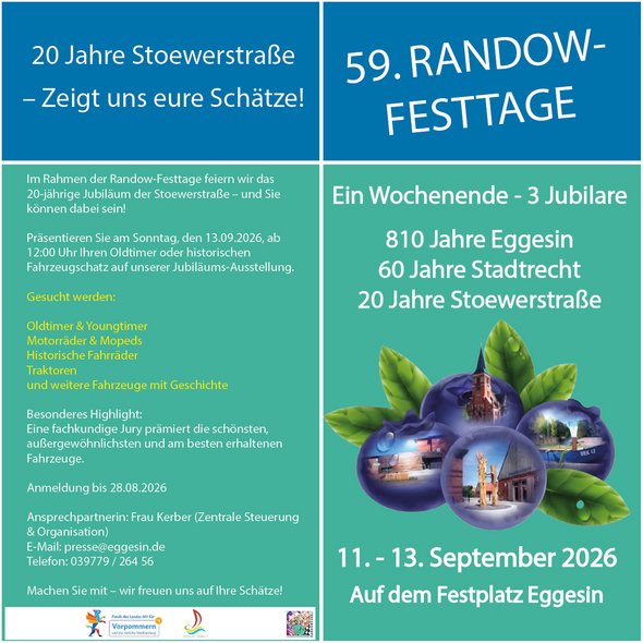 zeigt Vorder- und Rückansicht des Flyers zu den Randowfesttagen 2026